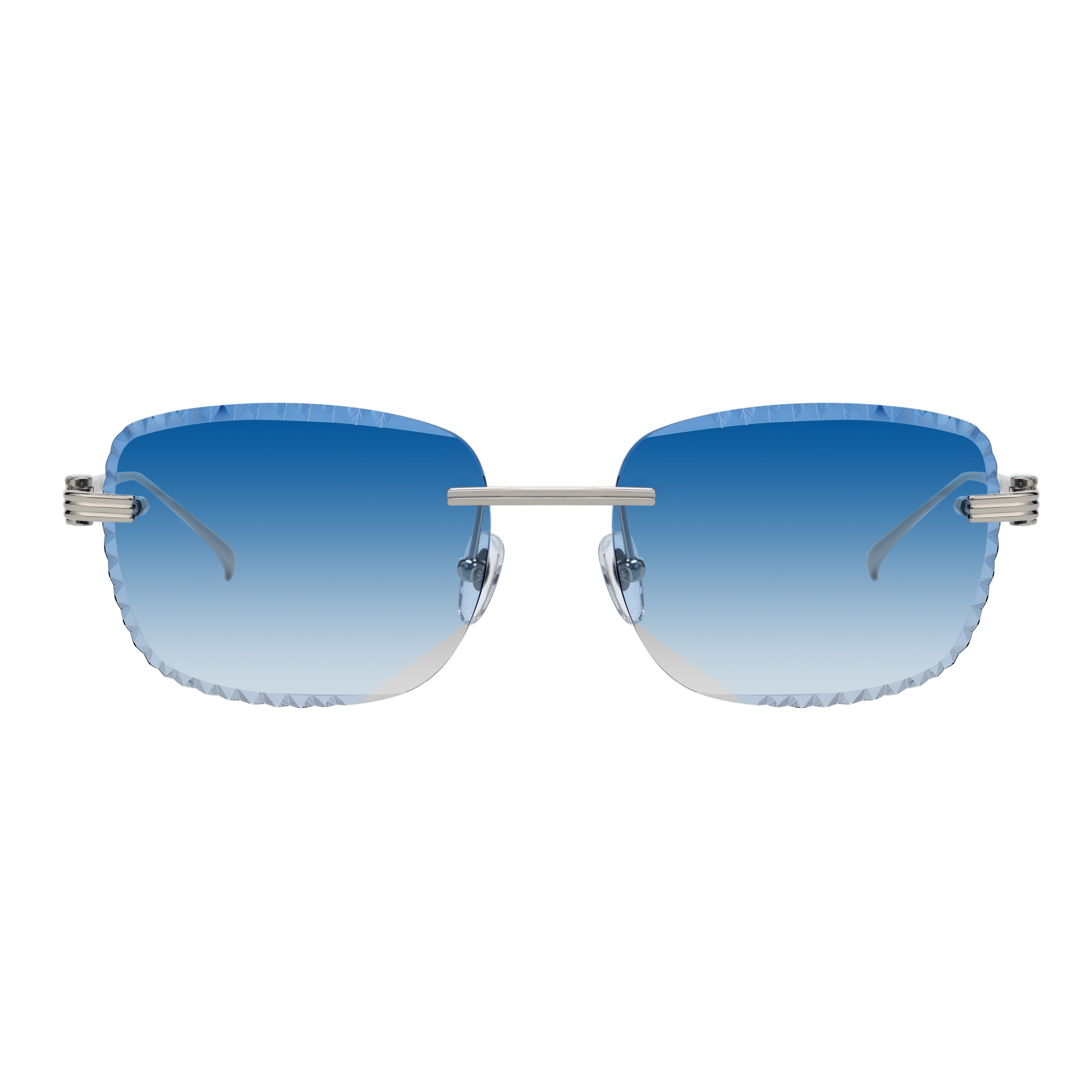 Men's Eyewear Premium Diamond Cut Silver Dark Blue