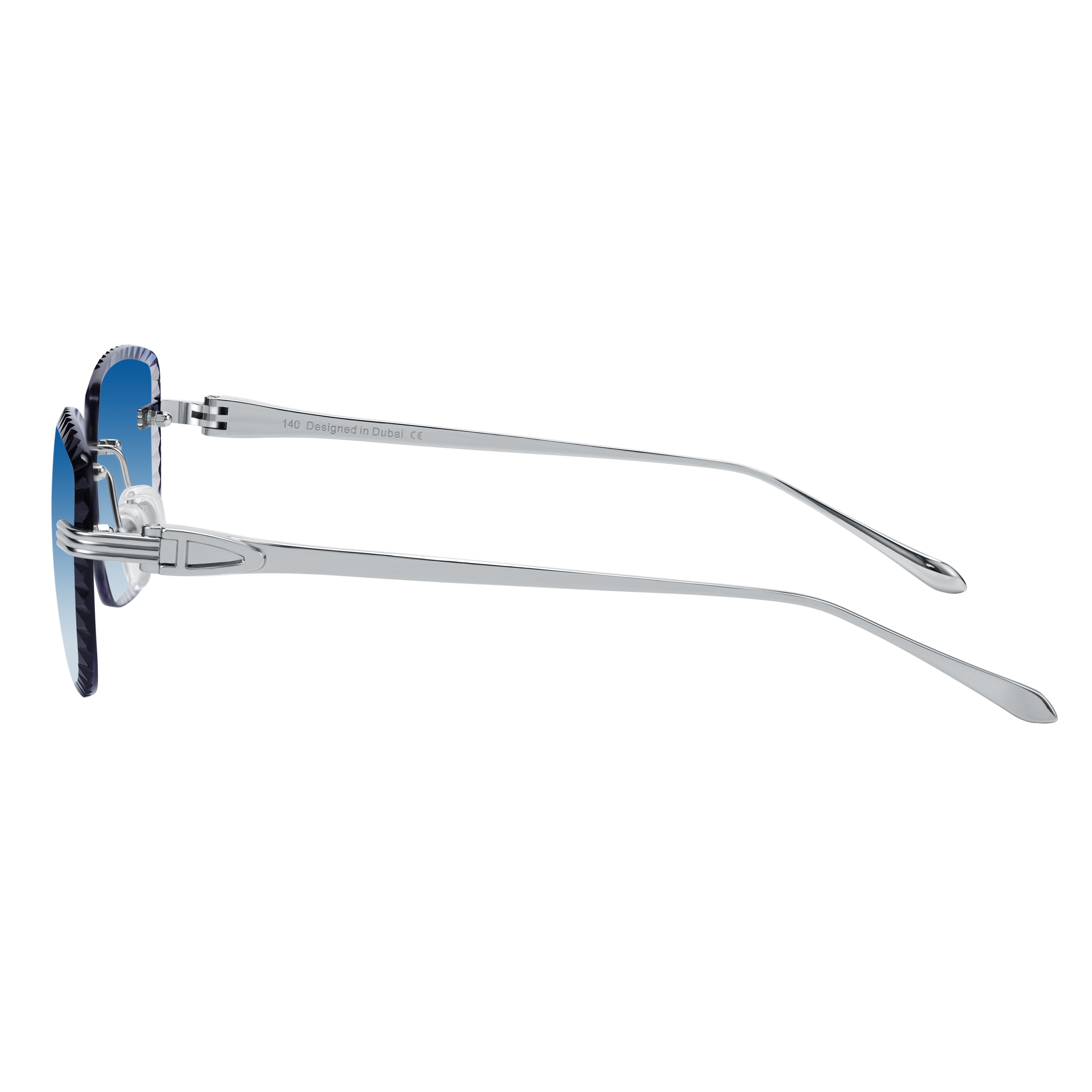 Men's Eyewear Premium Diamond Cut Silver Dark Blue